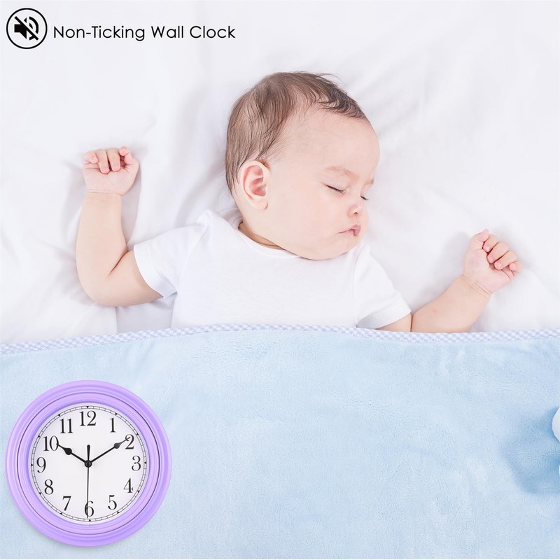 Topkey Silent Wall Clock Kitchen 9 Inch Retro Non-ticking Decorative