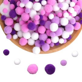 Prmape Pompoms for Crafts, Pack of 520 Felt Balls, Colourful, 10 - 30 mm, Soft Shaggy Pompoms Balls, Fluffy Pom Poms, Purple Colourful Pompoms, Pompom Balls Large for Decorations, Crafts, DIY