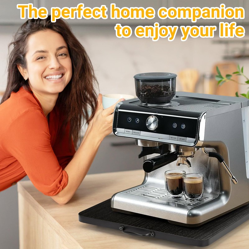 Sliding Tray for Coffee Maker, 360° Rotating Appliance Slider for