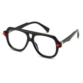 FEISEDY Stylish Reading Glasses for Woman Men Trendy Retro Double Bridge Readers B0287 Black,2.0x
