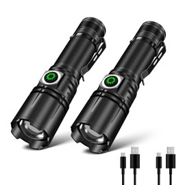 UNAGEA High-Powered LED Flashlights 2 Pack, Small Tactical Flashlights 8000 High Lumen, 1 Lighting Mode, Zoomable, Mini LED Flash Light with Pocket Clip for Camping, Emergency, Gift