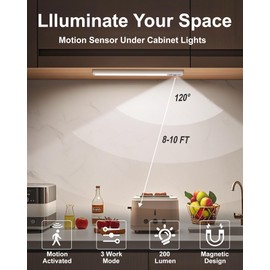 SZOKLED LED Under Cabinet Lighting Motion Sensor, Magnetic Wireless Closet Lights with Timer & Dimmable & 3 Color Temperatures for Kitchen, Counter, Stairs (3 Pack)
