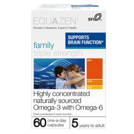 EQUAZEN Triple Strength Capsules | Omega 3 & 6 Supplement | Blend of DHA, EPA & GLA | Supports Brain Function | Suitable from 5 Years Old to Adults | 60 One-a-Day Capsules