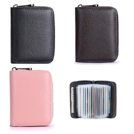 3 PCS Tarjetero de Piel Auténtica con Bloqueo RFID, 20 Ranuras para Tarjeteros. Porta Tarjetas de Crédito, para Administrar Tus Diferentes Tarjetas