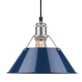 Golden Lighting 3306-M PW-NVY Orwell Pendant, Pewter with Navy Blue Shade- Pendant Light, Pendant Lighting, Kitchen Island Lighting, Ceiling Light, Lights, Pendant Lights Kitchen Island,