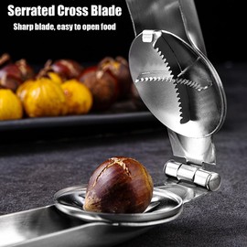 Nutcracker Chestnut Opener, 304 Stainless Steel Chestnut Cutter Tool Chestnut Clip Macadamia Nut Knife,Walnut Opener,Metal Nut Opener Plier Multifunction Nutcracker with 2 Picks