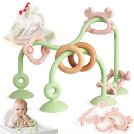 Baby Silicone Teether Sensory Toys: High Chair Suction Cup Toys, Teething Relief Tactile Developmental Toys for Babies, Baby Einstein Activity Toys for Table, Airplane Travel, 0-6 6-12 Months