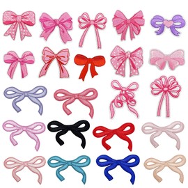 JMZLLRX 22 PCS Bow Iron on Patch Bow Patches Embroidery Bow Ties Applique, Bows Sewing Embroidered Appliques for Hats Bags Jackets