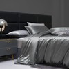 YASMENG Satin Bed Linen 135 x 200 cm Grey Dark
