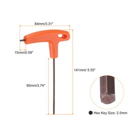 sourcing map T-Handle Hex Key Wrench 2.5mm Metric S2 Steel T-Key Inner Hexagon Wrenches Spanner Repair Tool for Automotive Household Maintenance, Orange