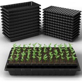 Tectsia 20 Pack 1020 Seed Starting Trays No Holes and 72 Cell Seedling Starter Plugs Reusable for Microgreen Seedling Germination, Indoor Outdoor Gardening, Soil and Hydroponics Plant Growing