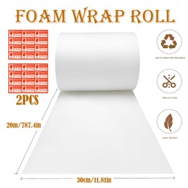YUJUVI Packaging Material Pack of 100 Bubble Wrap Moving 30 x 30 cm Foam Film Foam Packaging Moving Packaging for Moving Tableware Storage Glasses (Packaging Foam Roll 20 m x 30 cm)