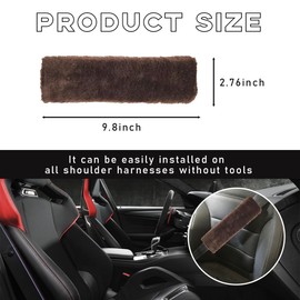 povtii 2PCS Car Seat Belt Cover Pad, Soft Auto Seatbelt Protector for a More Comfortable Driving, Fluffy Plush Seatbelt Shoulder Pad for All Vehicles and Backpack, Car Accessories (Coffee)