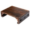 SINOBEST Low Wood Stool, Rectangular Bed Step Stool, Large Surface