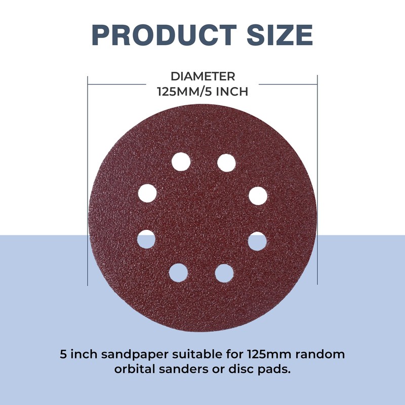 110 PCS 125mm Sanding Discs Orbital Sander Discs Hook and