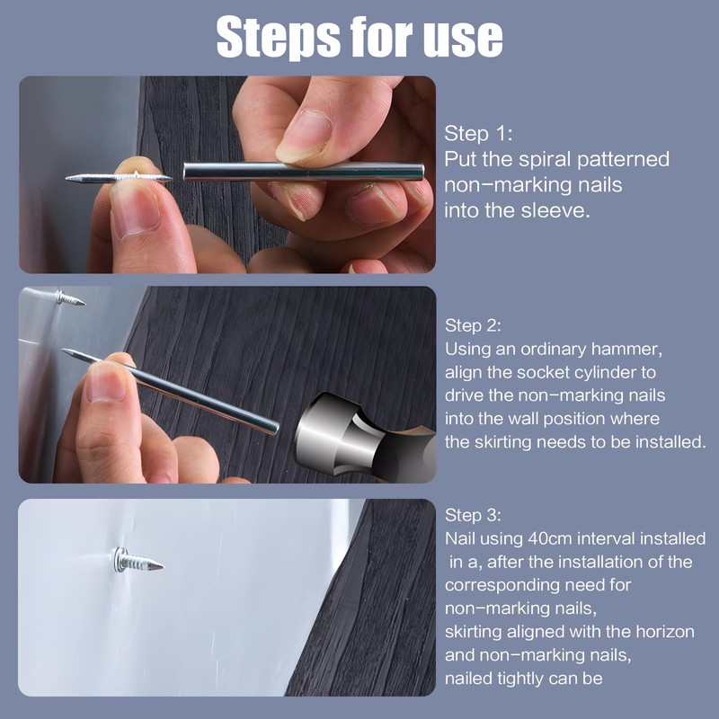 Foyscr 100 Pcs Double Head Skirting Board Nails, Seamless Invisible