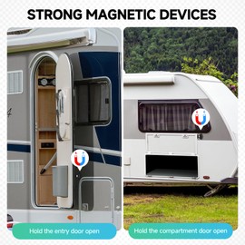 ESUDNT RV Door Holder Magnetic to Keep Door Open, Camper Door Catch Latch for Trailer Baggage, Storage & Compartments Door (Black, 4 Pack)