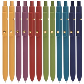 Ddaowanx Gel Pens, 12 Pcs 0.5mm Quick Dry Black Ink Pens Fine Point Smooth Writing Pens, Cute Office School Supplies Gifts for Women (12 Pcs Vintage-Black Ink)