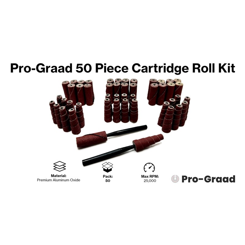 50 Piece Abrasive Sanding Cartridge Spiral Roll Sander Kit, Mini