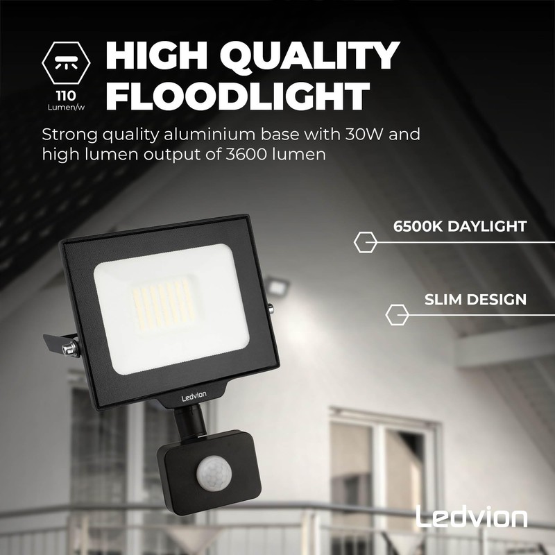 Ledvion Osram LED Spotlight with Motion Sensor, 30 Watt LED