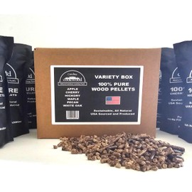 Carolina Cookwood 100% Pure Wood Pellet Variety Pack – 6-Pack (9 lbs), 100% USA-Sourced, Includes Apple, Hickory, Pecan, Maple, White Oak & Cherry, Perfect for Ninja Pellet Grills, Smoking & BBQ