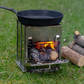Camping Stove - Stainless-Steel Wood Burning Rocket Stove - Portable Grill for Beach, Picnic, Camp or Backpacking - Bushcraft Gear by Wakeman Outdoors