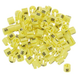 MECCANIXITY Clothes Hanger Marker Number 50 Tag Fit 3.5mm Rod Yellow for Garment Clothing Color Coding, Pack of 100