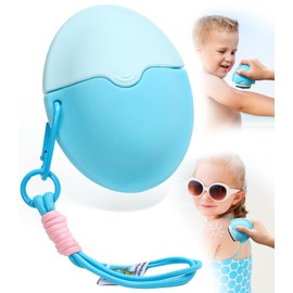 KYHDIYA Sunscreen Applicator For Kids, Adults & Families - BPA Free & Refillable, Sunblock Buddy Brush Set with Protective Caps, Sun Lotion Applicator Sun Cream Brush (Blue)