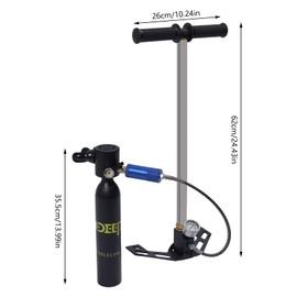 Mini Diving Tanks, 0.5L Oxygen Tank Pump Equipment for Underwater Breath with Large Capacity 0.53qt, Mini Scuba Diving Case Complete Kit with Waterproof Pressure Gauge, for Swimming, Outdoor Diving