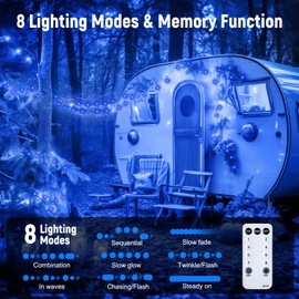 Minetom 100 LED String Lights - 39.5 Ft USB Plug in Twinkle Fairy Lights with 8 Modes and Remote, Indoor String Lights for Bedroom Classroom Christmas Tree Party Wedding Decorations, Blue