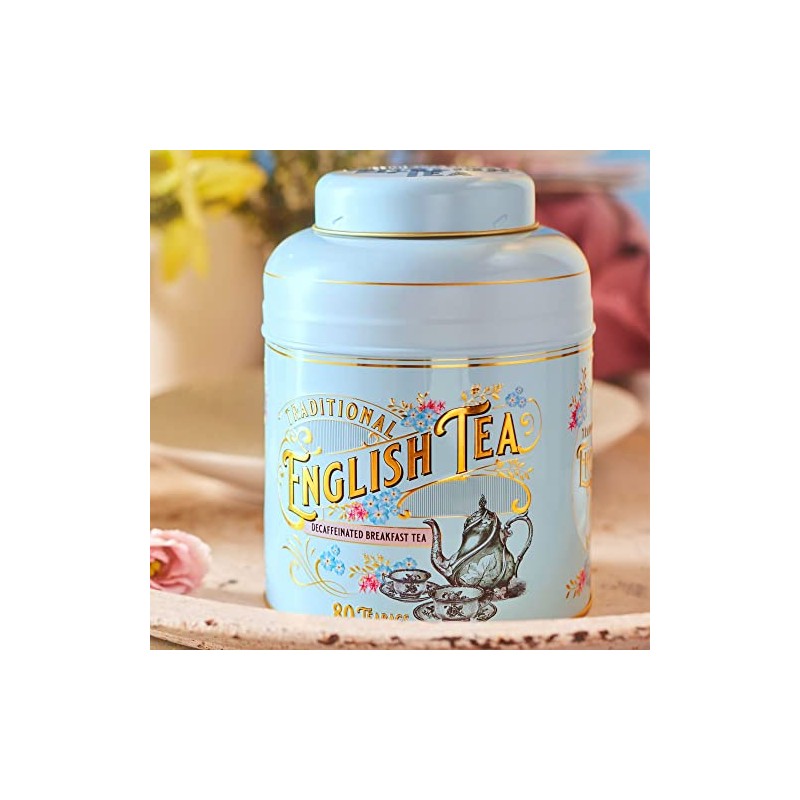 New English Teas Vintage Victorian Powder-Blue Tea Caddy with 80