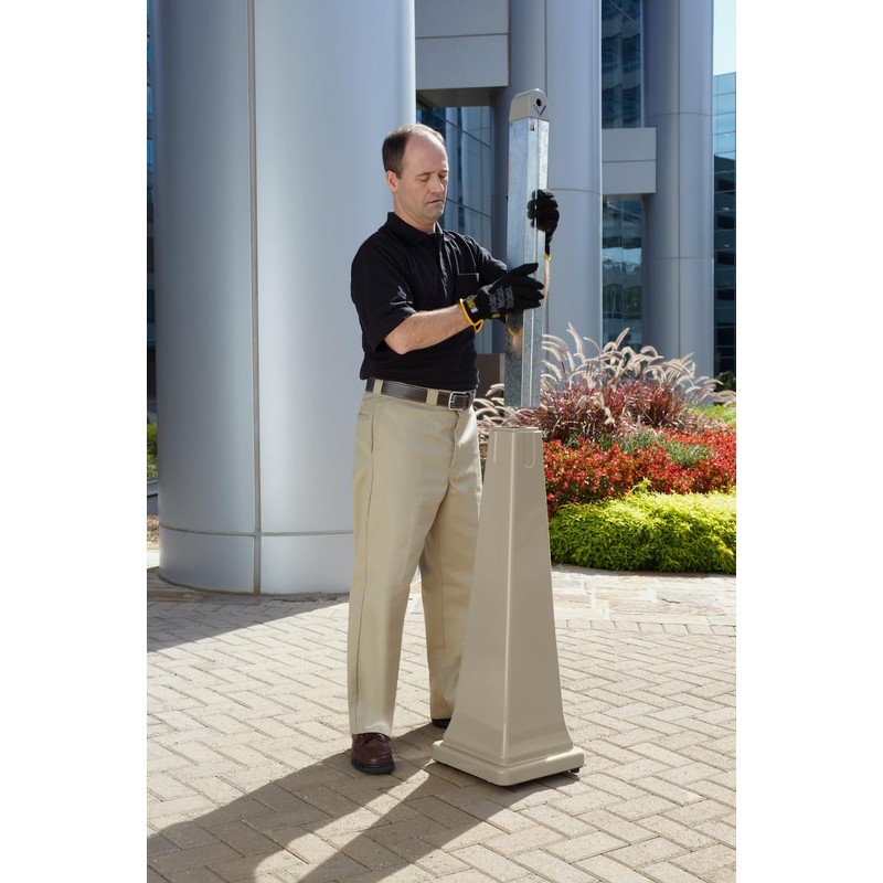 Rubbermaid Commercial Grounds-Keeper Cigarette Waste Collector, Pyramid, Plastic/Steel, Beige (257088BG)