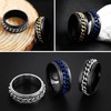 Fidget Ring, Mens Engagement Rings, Spinner Rings Inlay Cuban Link