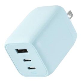 Elecom MPA-ACCP4465BU Charger, 65W Type-C x 2 Ports, USB-A x 1 Port, USB PD Compatible, Swing Plug, PPS Compatible, Pale Blue