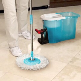 Bulbhead Hurricane Spin Mop and Bucket - Machine Washable 360 Rotating Round Microfiber Mop Head, Floor Cleaning Tool Kit for Home Office, Bathroom or Kitchen