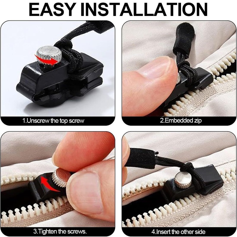 30 Piece Zip Repair Set, 4 Sizes Zip Fix Kit,