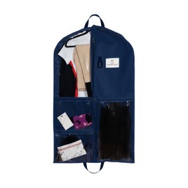 Waterproof Hanging Garment Bag 40 inch Clothes Bag with Gusset, 5 Pockets & Side Zip for Dance Costumes, Sports, Skating, Theatre, Beauty Pageants,Cheer & More by Kendall Country, Navy Blue