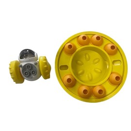 Piggy Poo and Crew Pet Slow Feeder Puzzle Game and Robot Treat Dispenser Combo Pack for Dogs, Pigs, Rabbits, and Other Small Pets (Yellow)