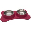 Loving Pets Bone Shaped Flex Diner for Dogs, Pomegranate