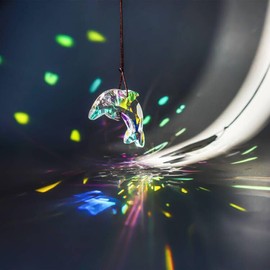 76mm/3in Lovely Crystal Dolphin Prism Sun Catchers,Window Crystal Prism Suncatcher,AB Coating Hanging Crystals for Indoor Outdoor Christmas Decor