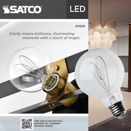 Satco S11528 LED Bulb, 6W (60W Eq), G25 Vintage Globe, Loop Flex Gray Filament, 2700K Warm White, E26 Medium Base, Dimmable, Clear Glass, 500 Lumens, 120V, Enclosed Rated (6 Pack)