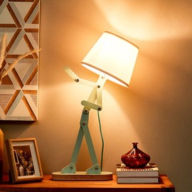 HROOME Cool Kids Wood Desk Lamp for Room Bedroom, Bulb Included, Pea Green