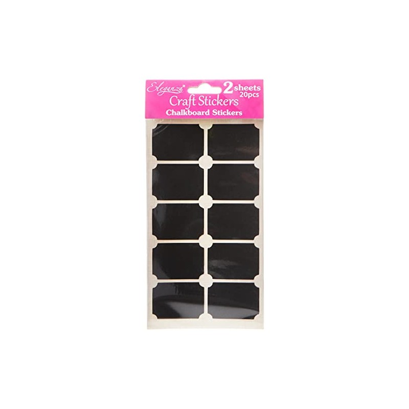 Eleganza Chalkboard Stickers-Rectangle, Synthetic Material, Black, 24 x 11.4 x