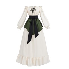 Nuoqi Renaissance Dress Women Off Shoulder Ren Fair Dress Long Sleeve Medieval Costume XL