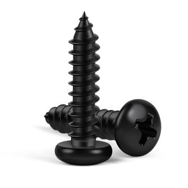 MewuDecor #12 x 1-1/2" Pan Head Self Tapping Screws Sheet Metal Wood Screws, Black Oxide, 304 Stainless Steel 18-8, 50 PCS