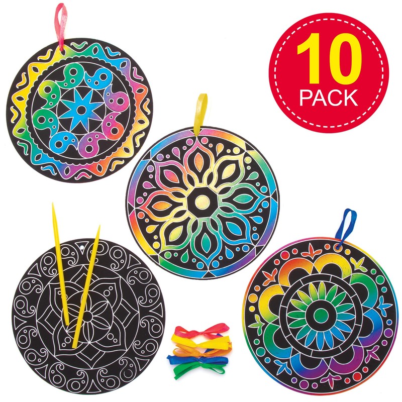 Baker Ross AW985 Rangoli Scratch Decorations, Arts and Crafts for