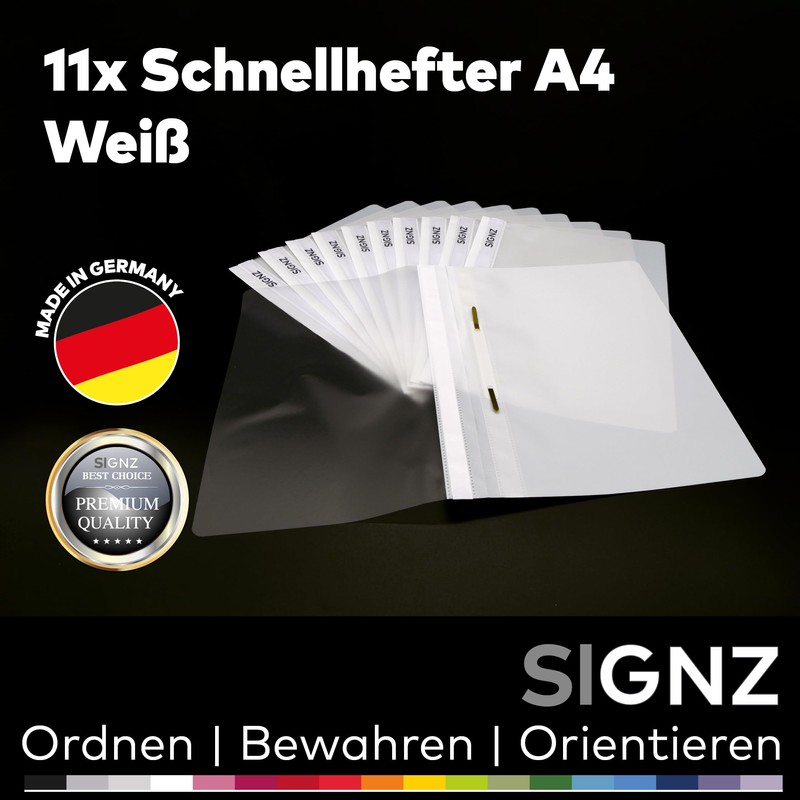 SIGNZ File Folder DIN A4, Sturdy, Pack of 11, White,