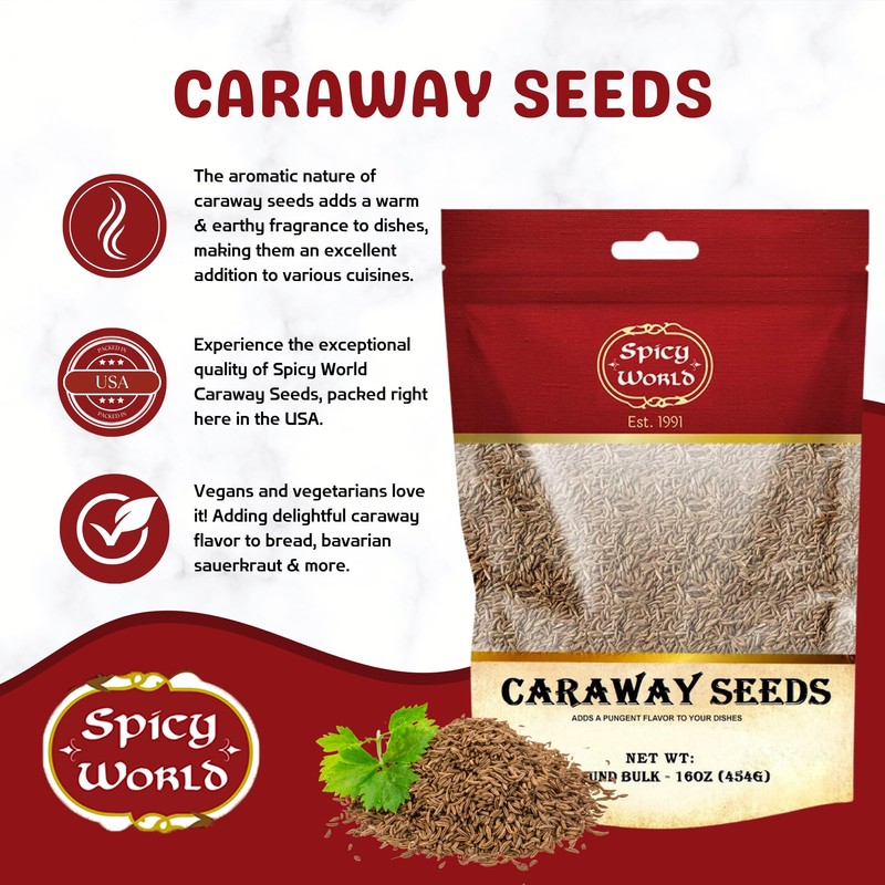 Spicy World Caraway Seeds 1 LB Bulk Bag (16oz) |