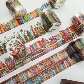 MisKepaa Juego de 6 rollos de cinta washi PET, pegatinas de cinta para álbumes de recortes con tema de lectura para hacer diarios, cuadernos de desecho, planificador, manualidades artísticas DIY