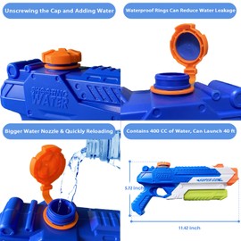 Water Guns for Kids - Summer Soaker Squirt Guns, 400CC/40ft for 3 Years Old and up Boys Girls Adults - 2 Pack Outdoor Toy for Swimming Pool Yard Lawn Beach